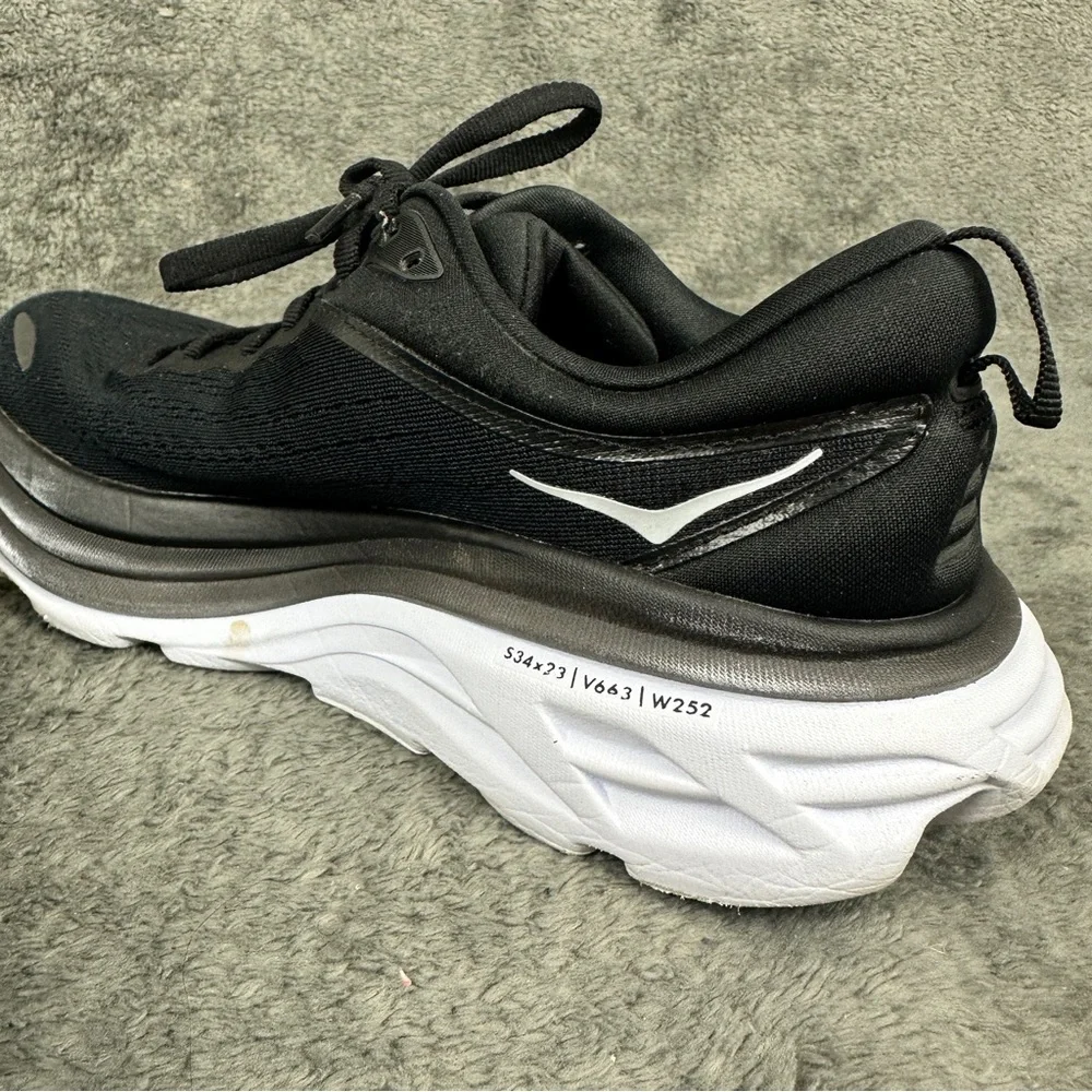 Hoka One One Shoes Womens 6 B Bondi 8 Black/White Running Athletic Gym - Picture 11 of 11